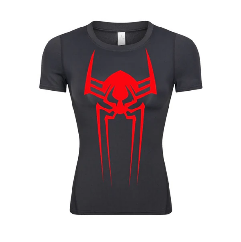 2099 Web-Slinging Woman's compression shirt with red spider design