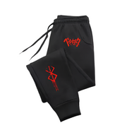 Black Berserk sweatpants with red logo, designed for gym and daily comfort.