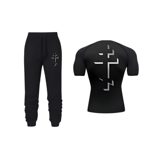 Cristian Sweatpants & Shirt set featuring sweatpants with adjustable waistband and moisture-wicking fabric, alongside a compression shirt for optimal performance.