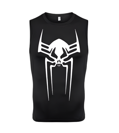 Spiderman 2099 compression tank top with futuristic spider emblem design.