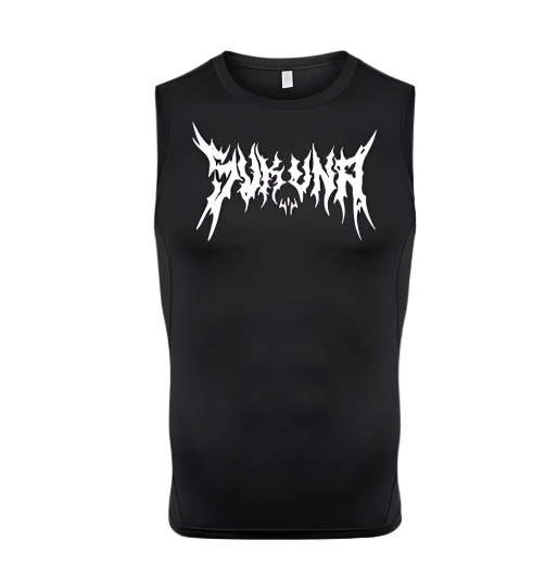 Sukuna Compression Tank Top featuring bold design inspired by Jujutsu Kaisen, ideal for workouts.