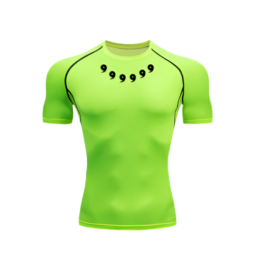 Naruto Compression Shirt Short in bright green with black details, premium polyester/spandex fabric.