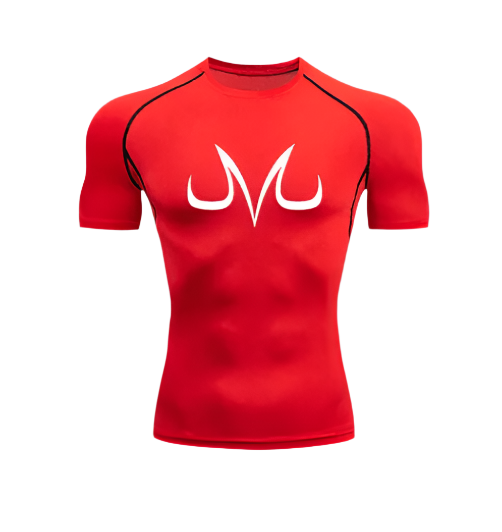 Majin Vegeta Compression Shirt in red with sweat-wicking technology