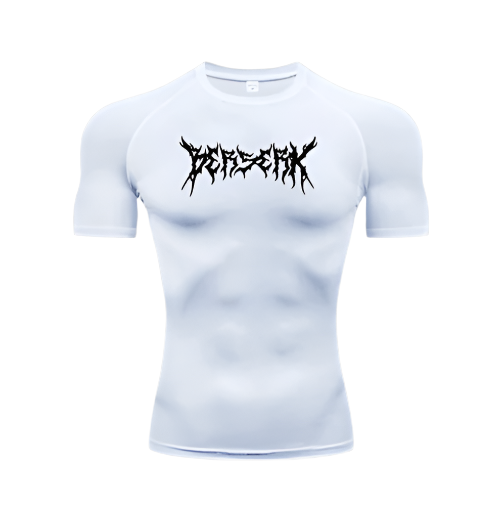 Berserk Compression Shirt showing muscle definition with moisture-wicking fabric.