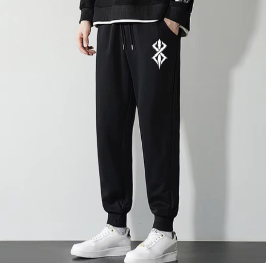 Berserk Sweatpants with Bedroom Berserk detailing, ideal for gym and casual wear, featuring adjustable waistband and deep pockets.