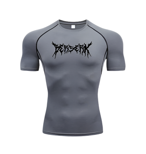 Berserk Compression Shirt with moisture-wicking polyester/spandex fabric.