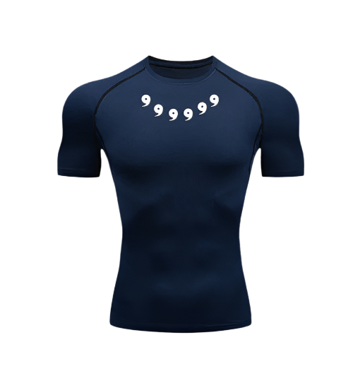 Naruto compression shirt short, polyester/spandex, sweat-wicking technology.