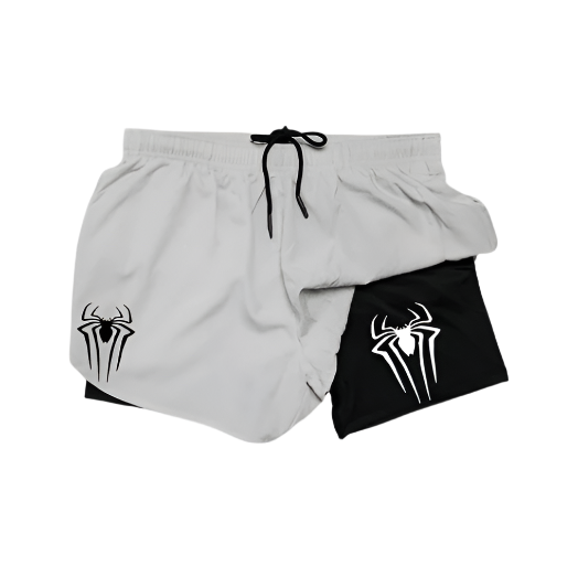 Spiderman compression shorts with sweat-wicking fabric.