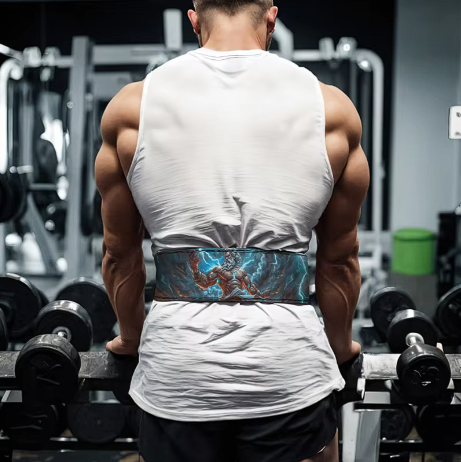 Powerlifter wearing Warriorgearr™ Zeus Cowhide Lever Belt in gym.