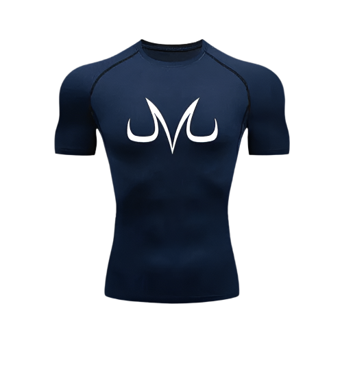 Majin Vegeta compression shirt with sweat-wicking technology.